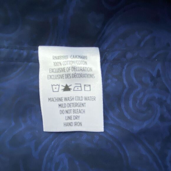 Robert Grahman Mens Large Navy Paisley Button Up Shirt Flip Cuff Short Sleeve - Picture 10 of 10